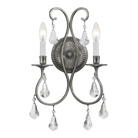 Crystorama Two Light Olde Silver Wall Light 5012-OS-CL-MWP